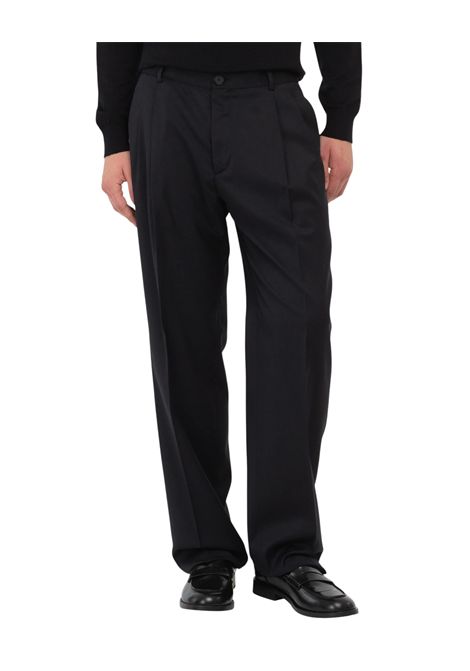 Relaxed fit double pleat trousers in black stretch wool MANUEL RITZ | Trousers | 3932P1003 25050099